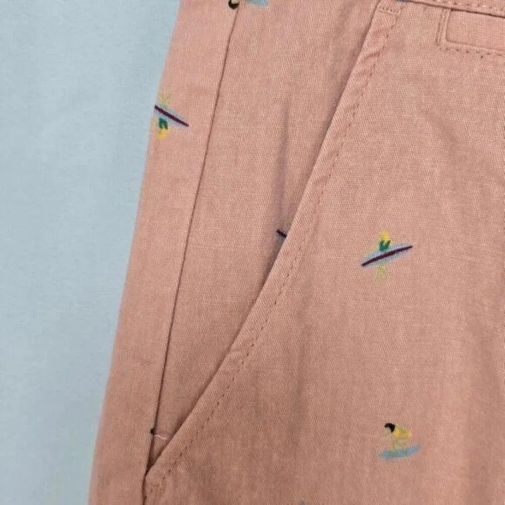 Jachs New York Bleecker Shorts Mens 34 Peach Surfer Pattern Chino‎ Stretch Twill